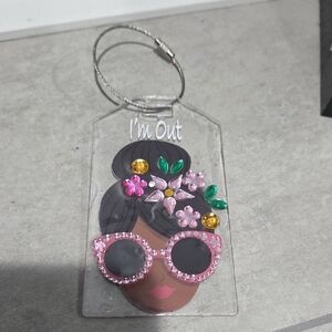 🧳"Im Out"-Floral Sunglasses Luggage Tag (Handmade)